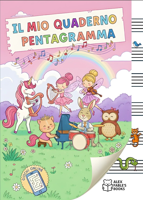 Copertina del libro Il mio primo pentagramma musicale per bambini - Rosa